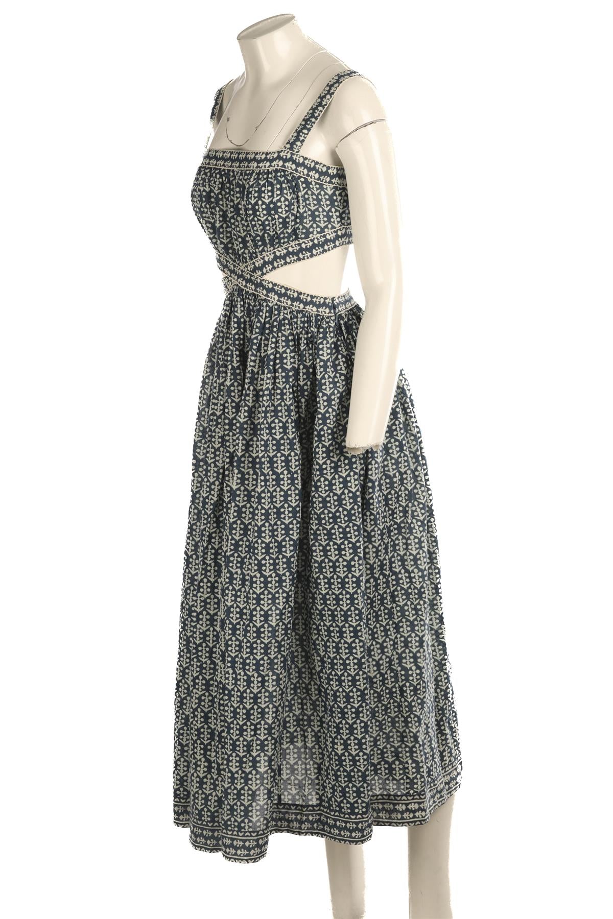 DOEN BLUE COTTON MAXI DRESS XSMALL