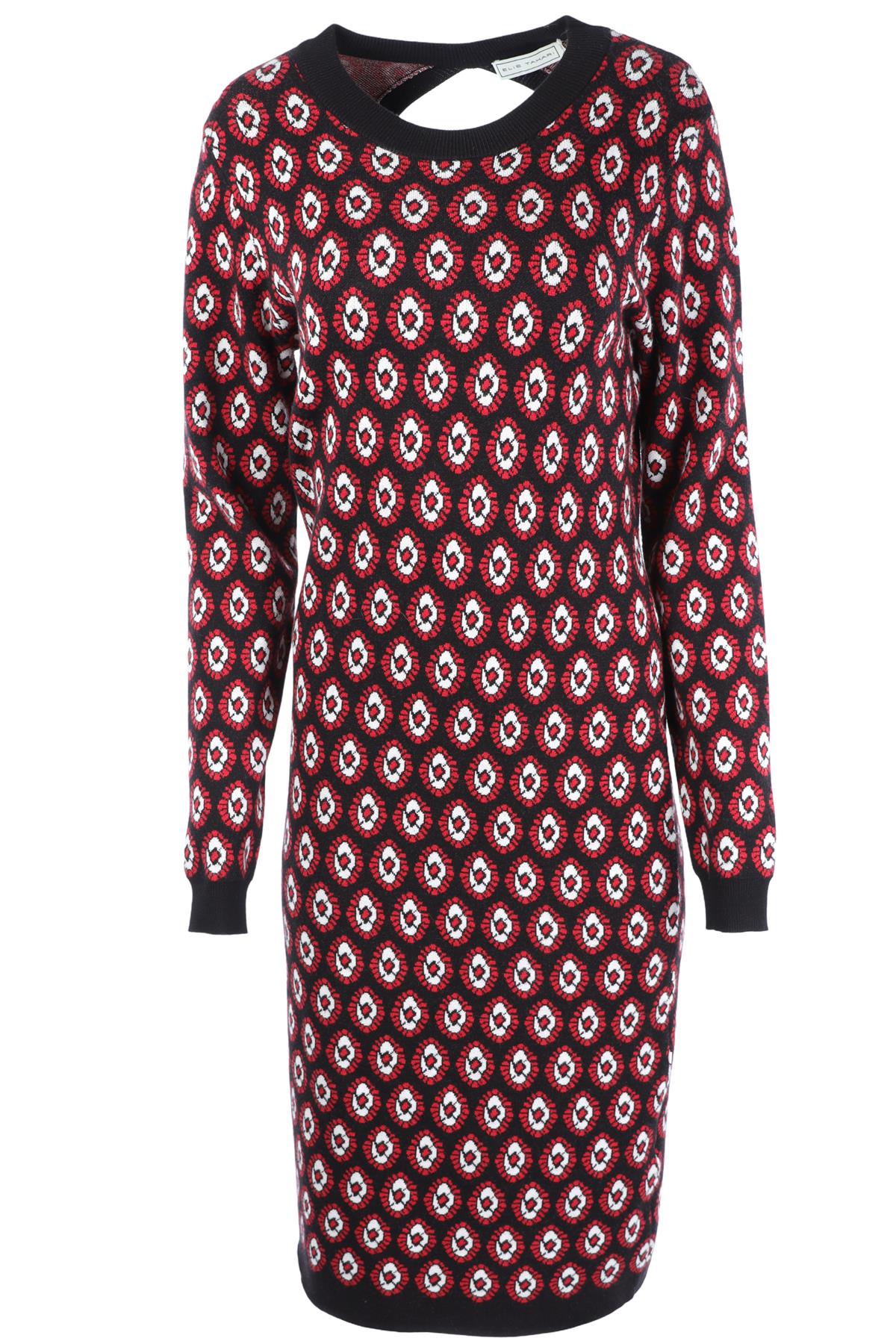 ELIE TAHARI BLACK KNIT MIDI DRESS XLARGE