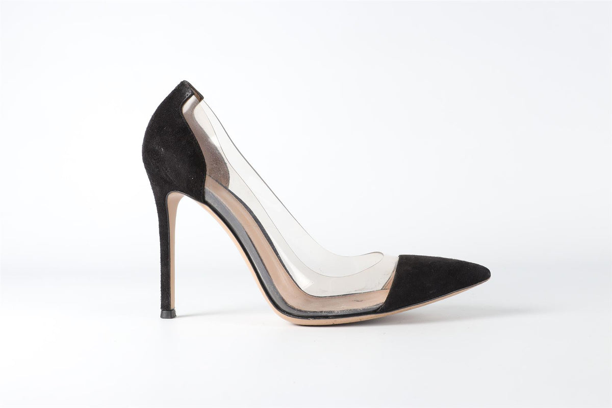 GIANVITO ROSSI BLACK PVC AND SUEDE PUMPS EU 38.5 UK 5.5 US 8.5