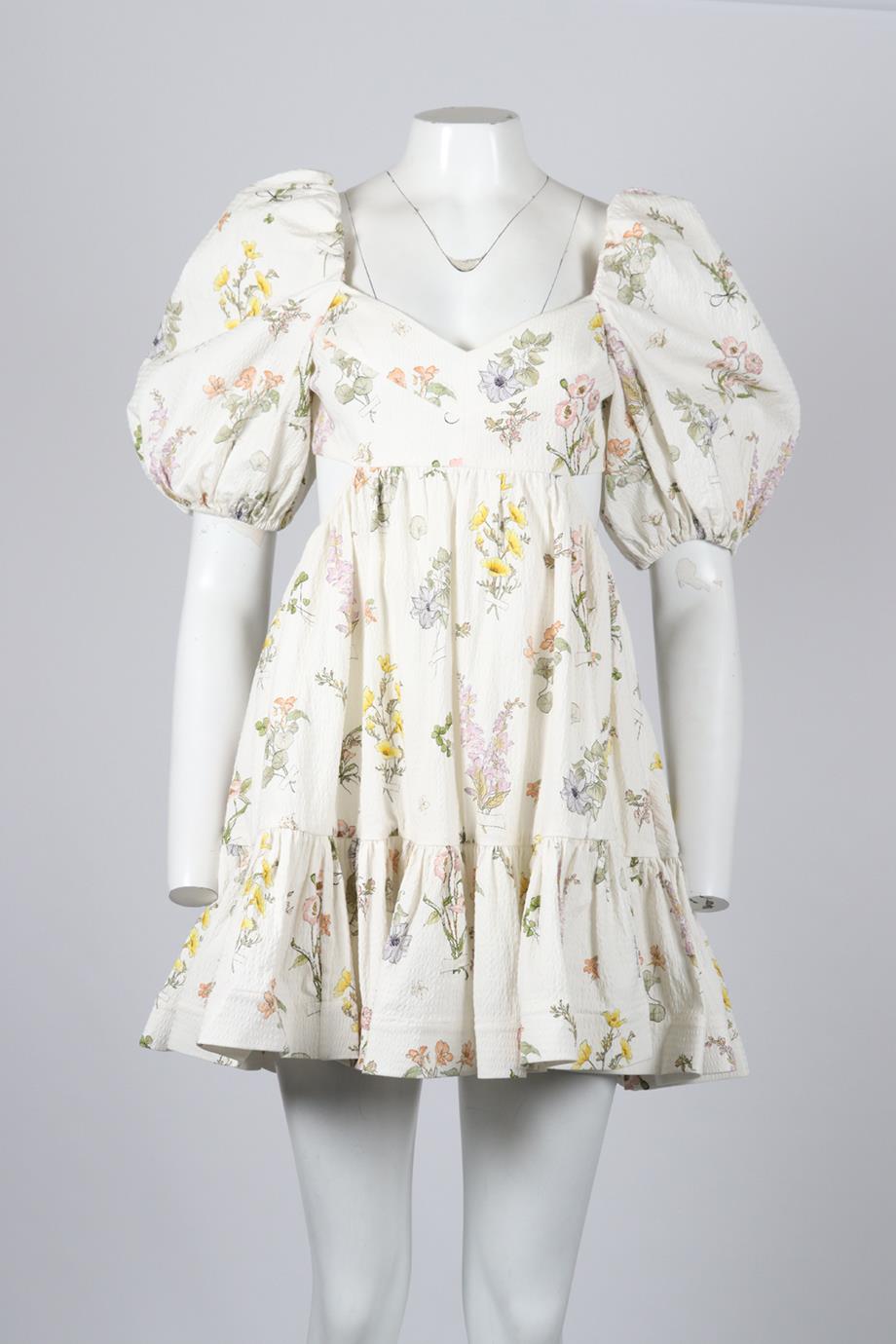 ZIMMERMANN FLORAL PRINT COTTON BLEND MINI DRESS UK 12