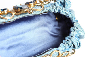 SHANA LONDON BLUE CRYSTAL AND PYTHON CLUTCH