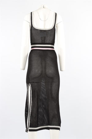 MORGAN LANE BLACK KNIT MIDI DRESS SMALL