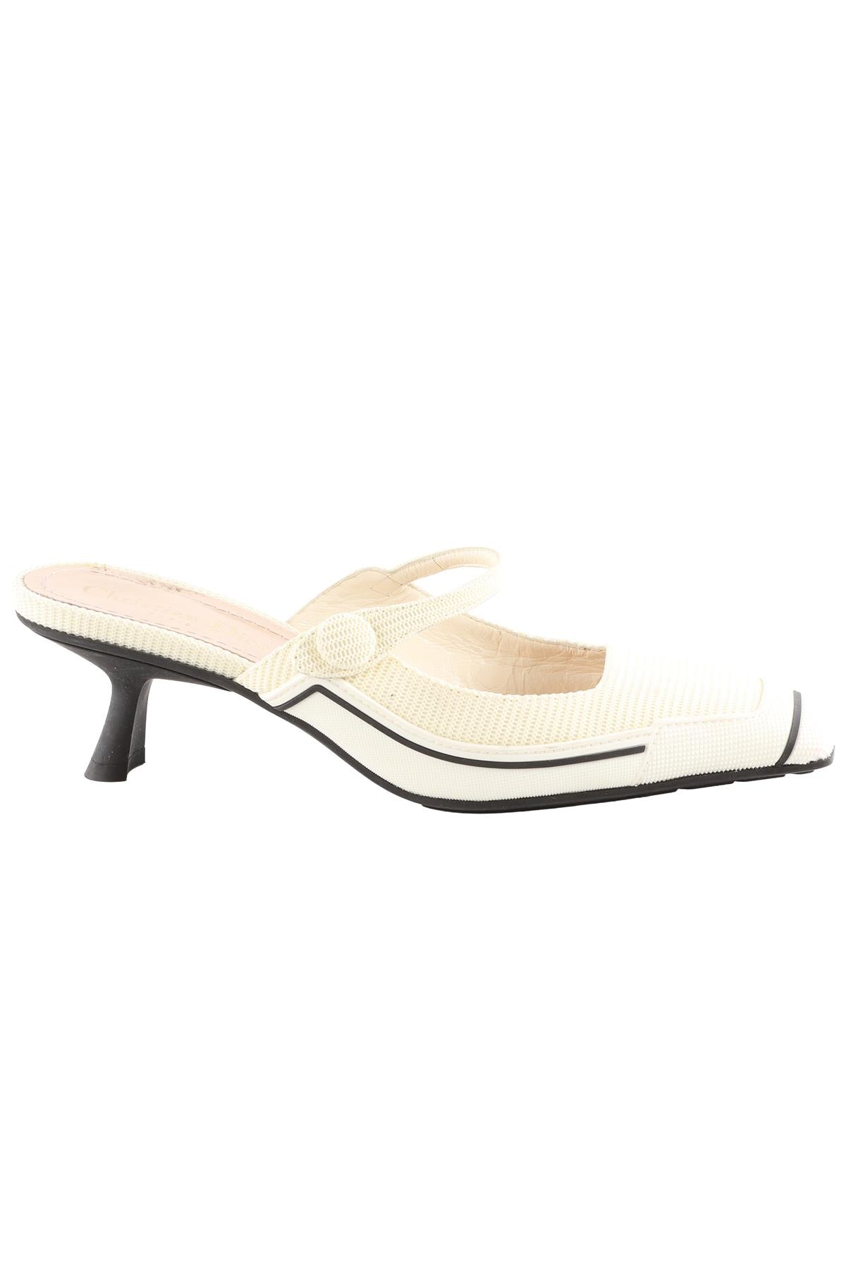 CHRISTIAN DIOR CREAM D MOTION CANVAS MULES EU 38 UK 5 US 8