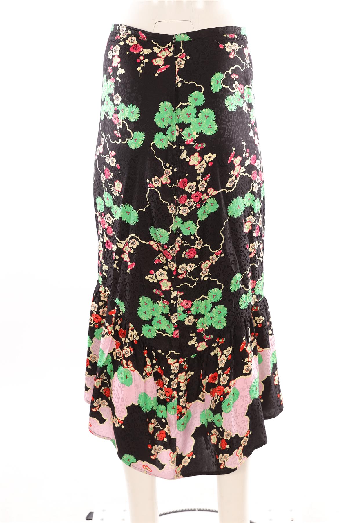 RIXO BLACK SATIN MAXI SKIRT MEDIUM