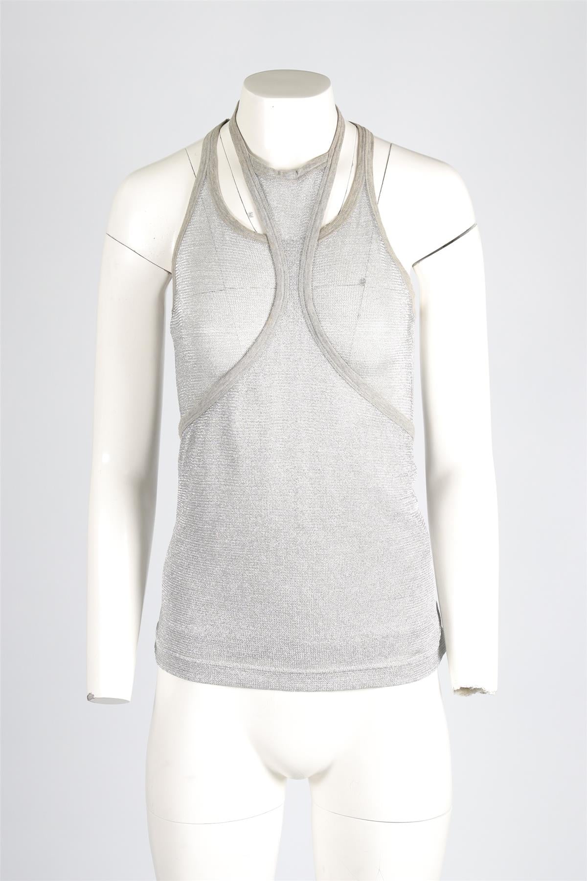 DOLCE & GABBANA SILVER KNIT TOP IT 40 UK 8