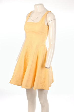 STAUD YELLOW COTTON MINI DRESS US 4 UK 8