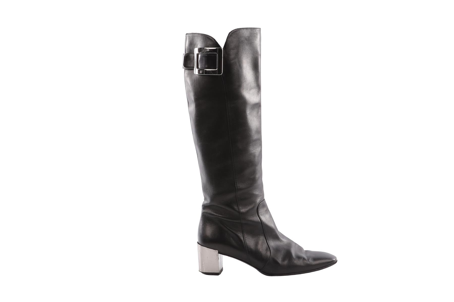 ROGER VIVIER BLACK KNEE HIGH BOOTS EU 37.5