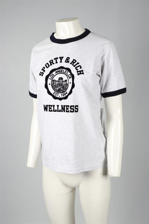 SPORTY & RICH GREY COTTON T-SHIRT