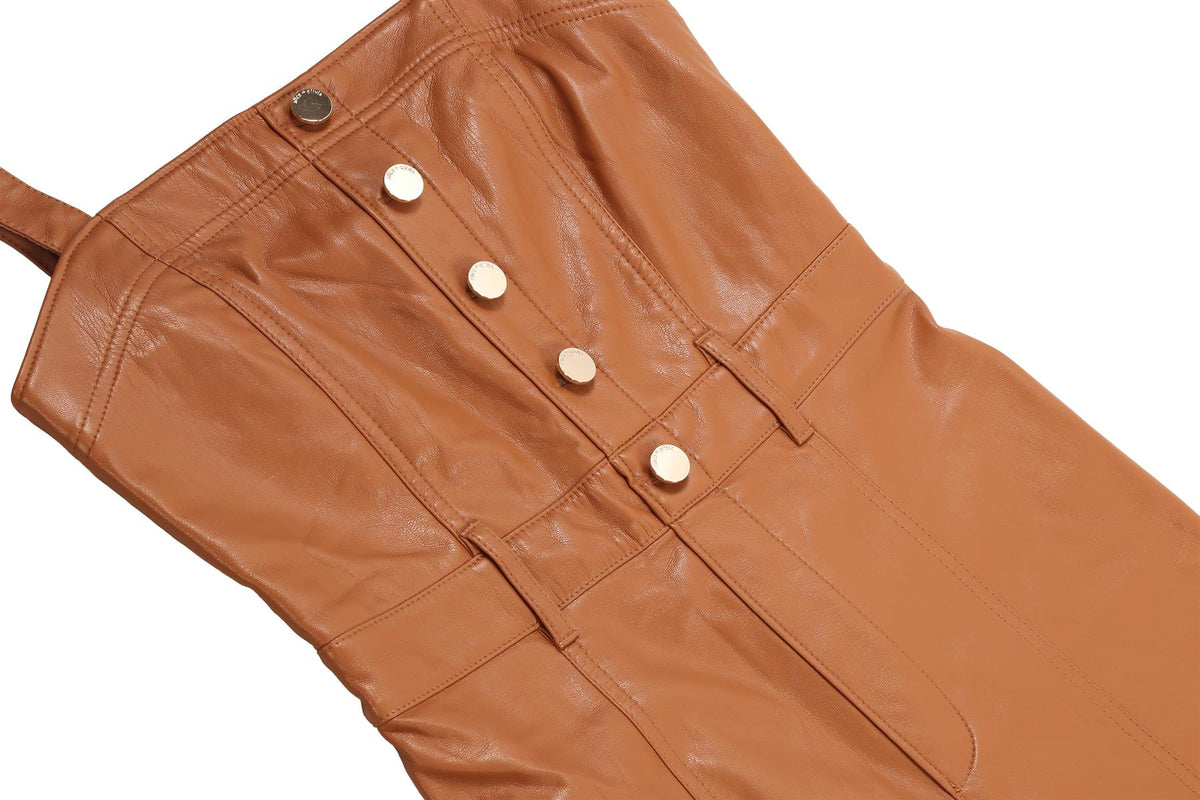 ALICE + OLIVIA TAN FAUX LEATHER JUMPSUIT US 4 UK 8