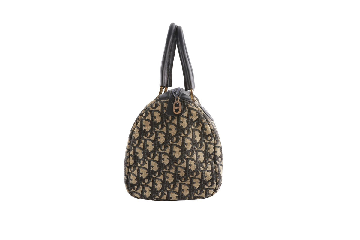 CHRISTIAN DIOR NAVY VINTAGE DIORISSIMO CANVAS TOTE BAG