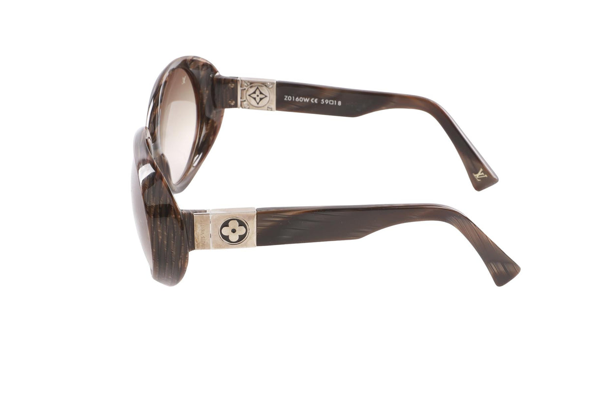 LOUIS VUITTON BROWN ROUND FRAME ACETATE SUNGLASSES