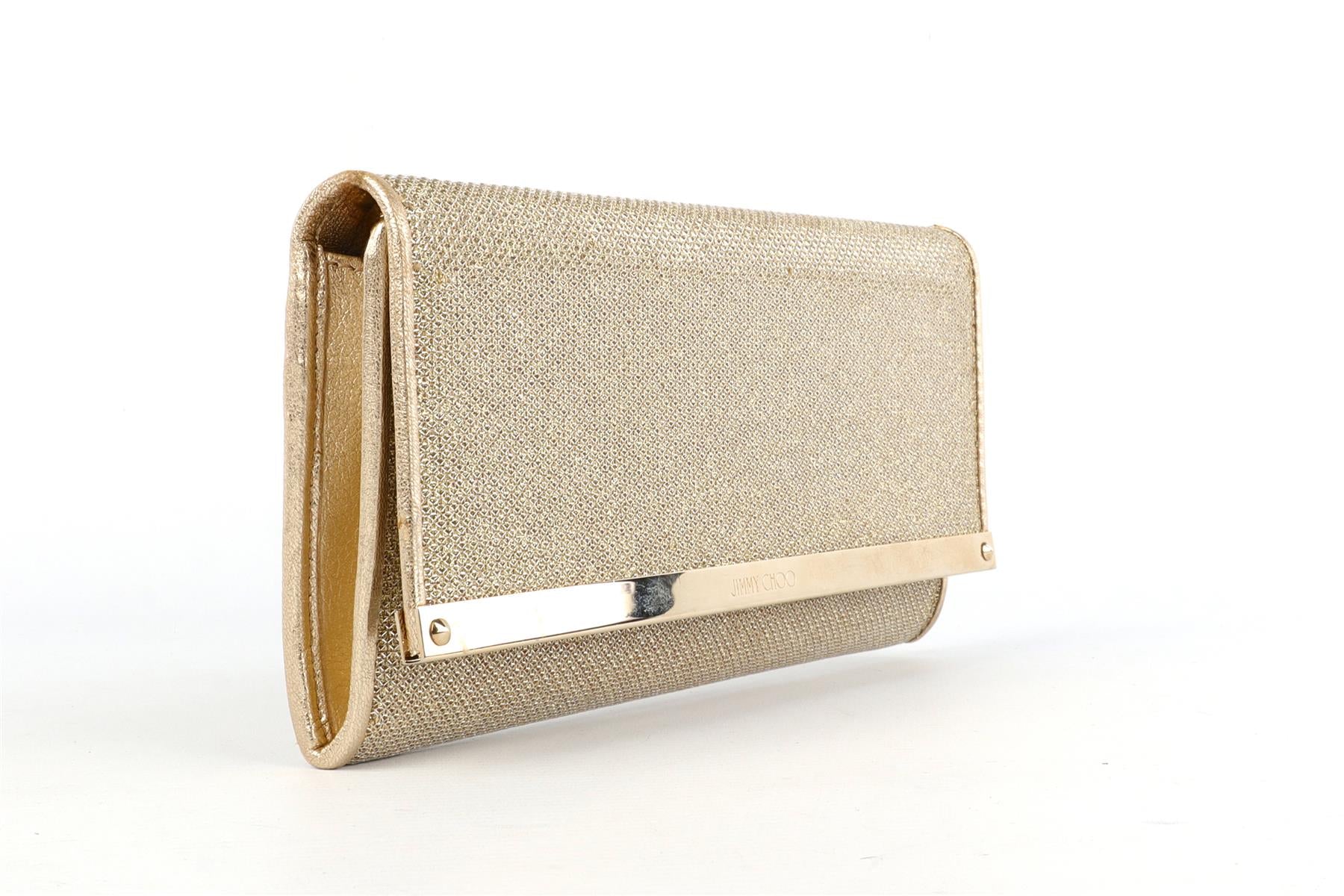 JIMMY CHOO GOLD FABRIC CLUTCH