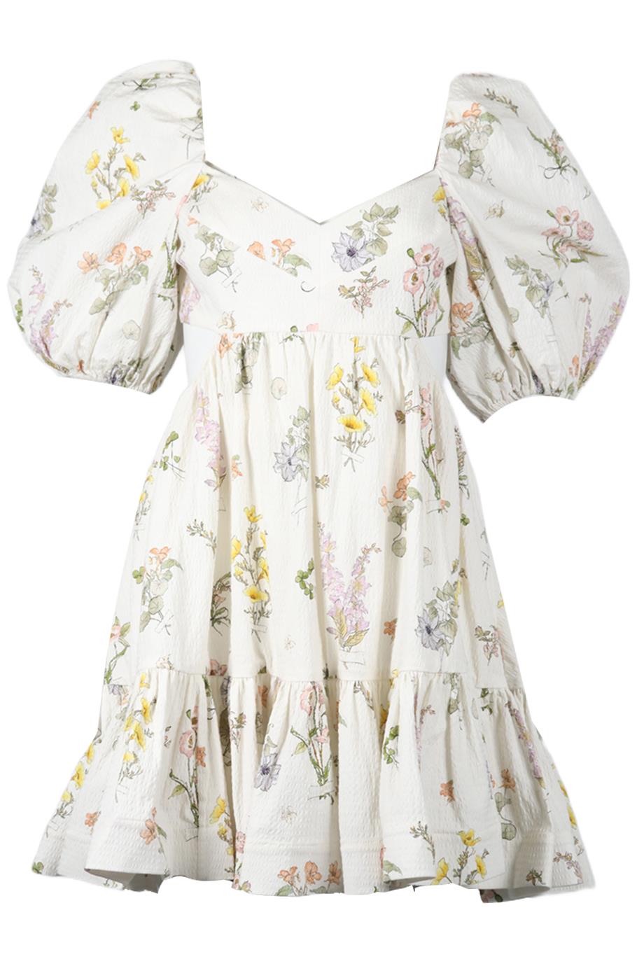 ZIMMERMANN FLORAL PRINT COTTON BLEND MINI DRESS UK 12