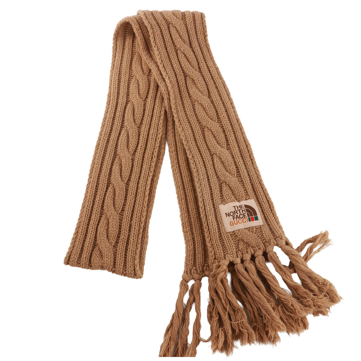 GUCCI + THE NORTH FACE BROWN WOOL SCARF
