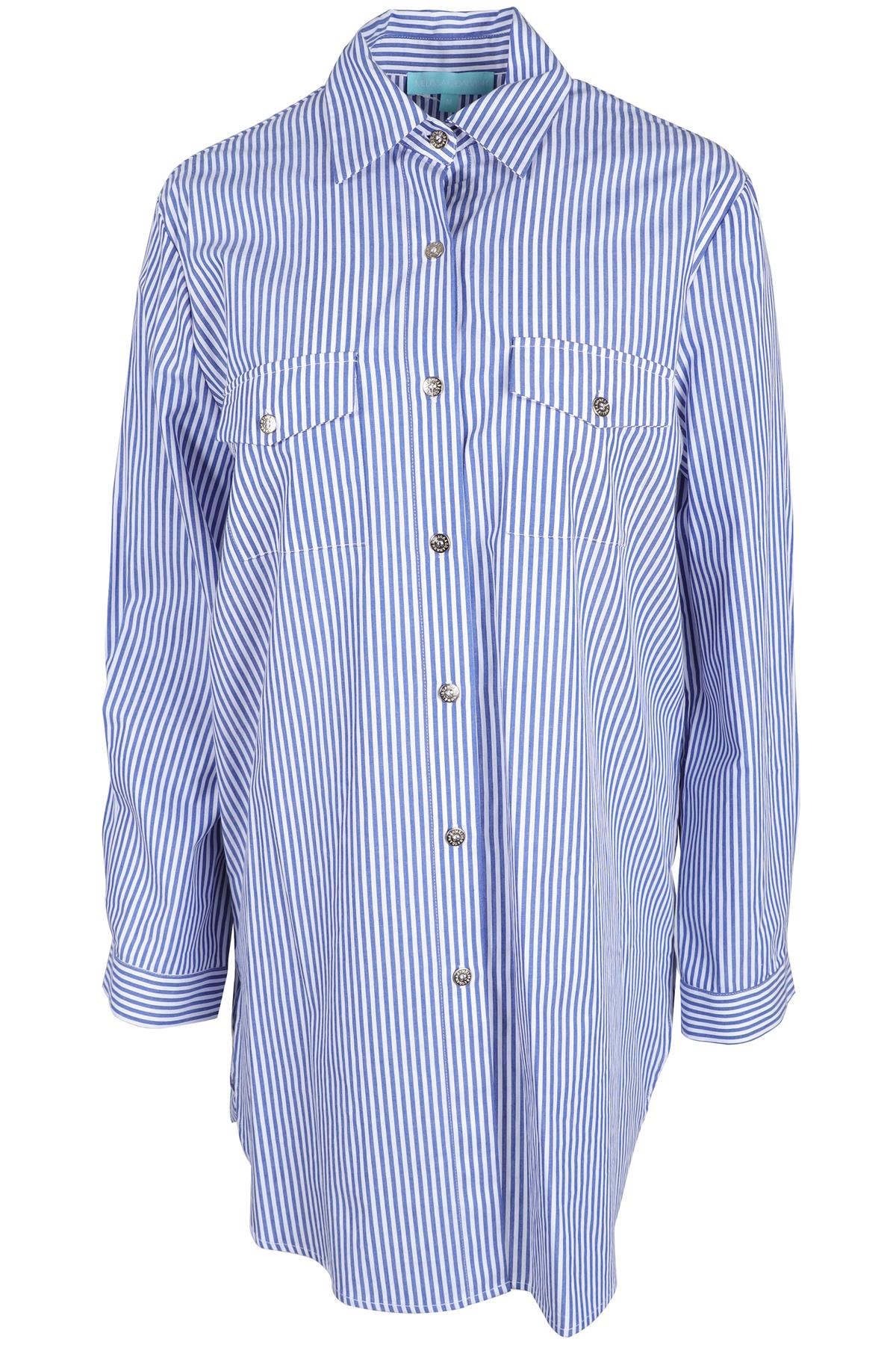MELISSA ODABASH BLUE AND WHITE COTTON SHIRT MEDIUM