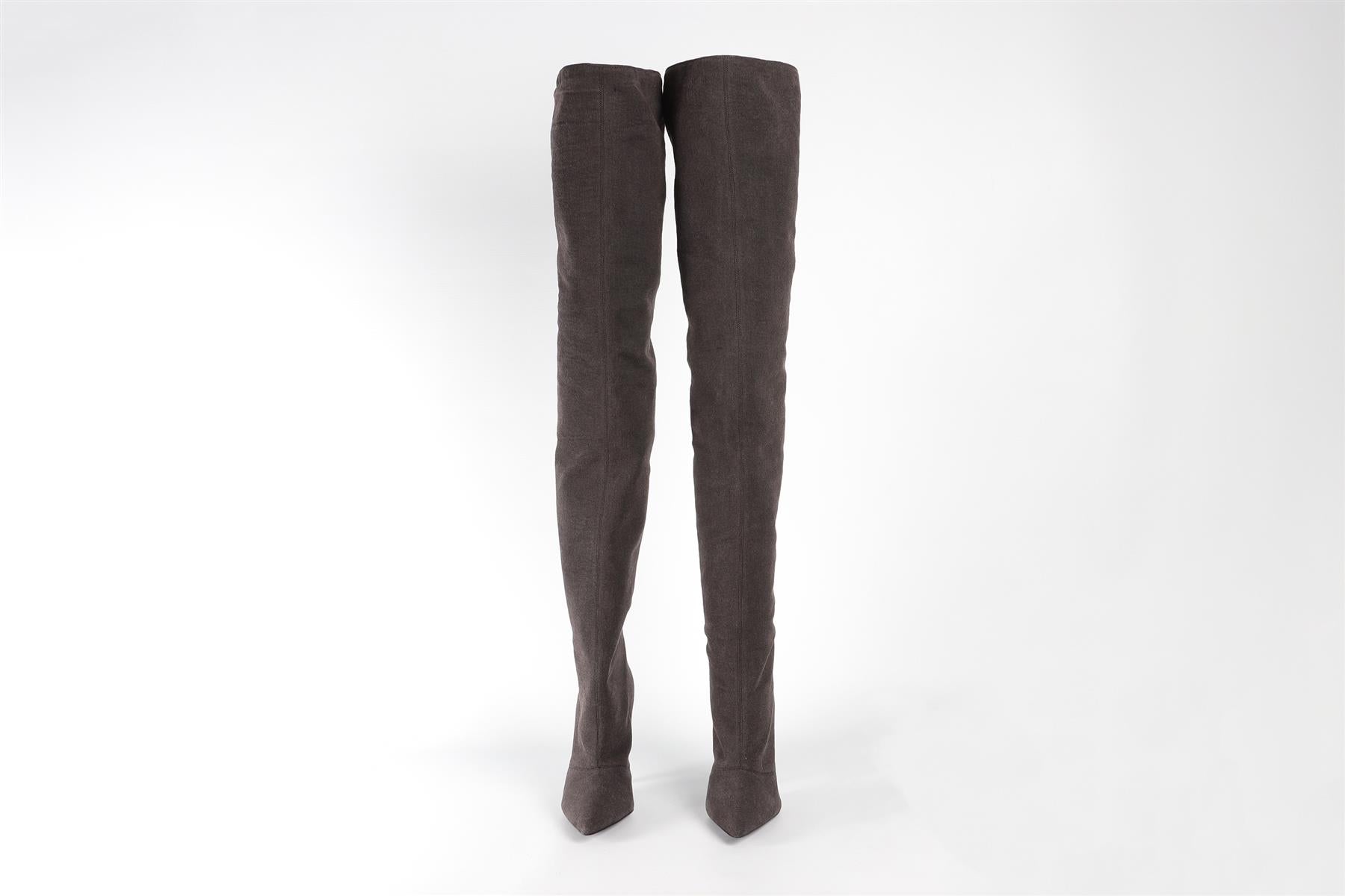 YEEZY BROWN SEASON 6 CANVAS OVER THE KNEE BOOTS EU 37.5 UK 4.5 US 7.5