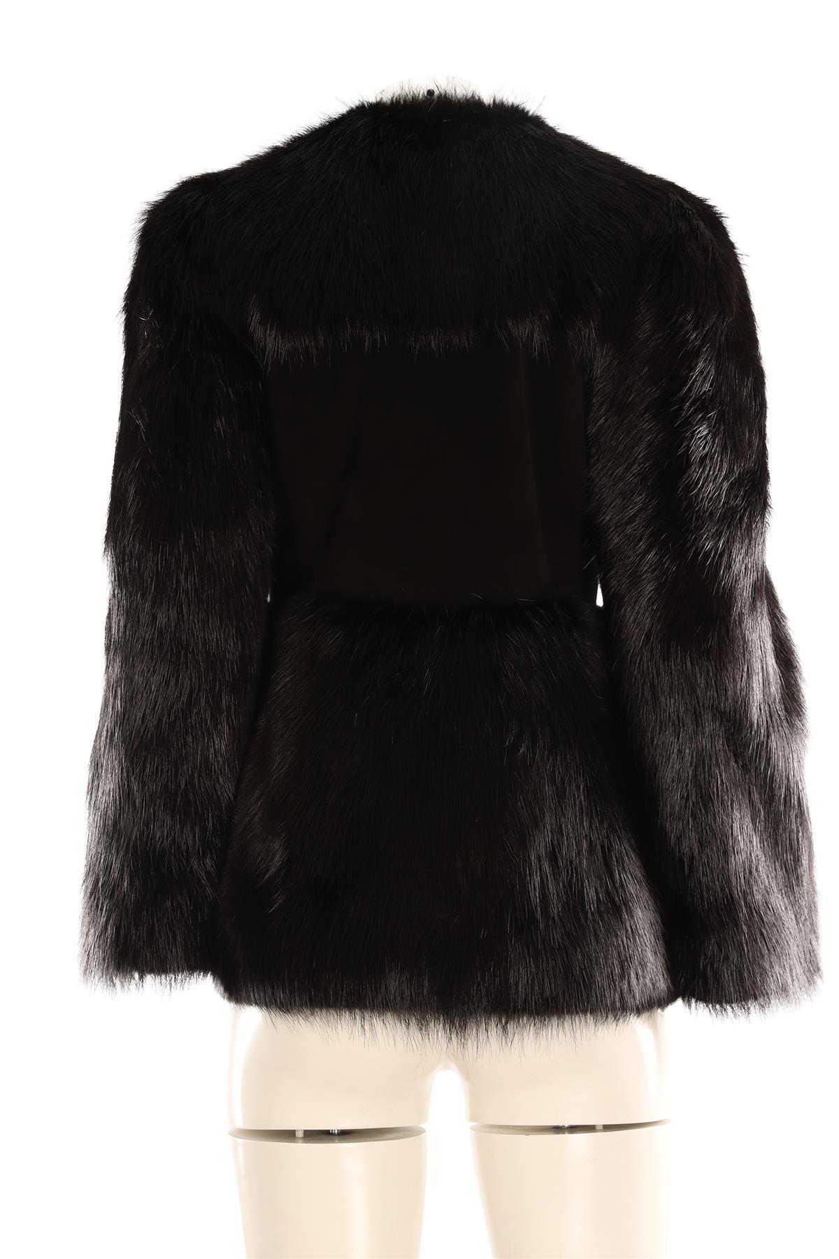 CHLOE BLACK FUR COAT FR 36 UK 8