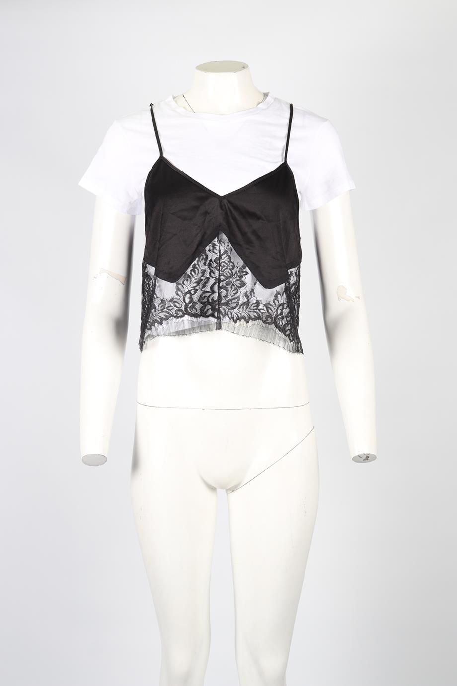 MICHELLE MASON LACE AND COTTON T-SHIRT SMALL