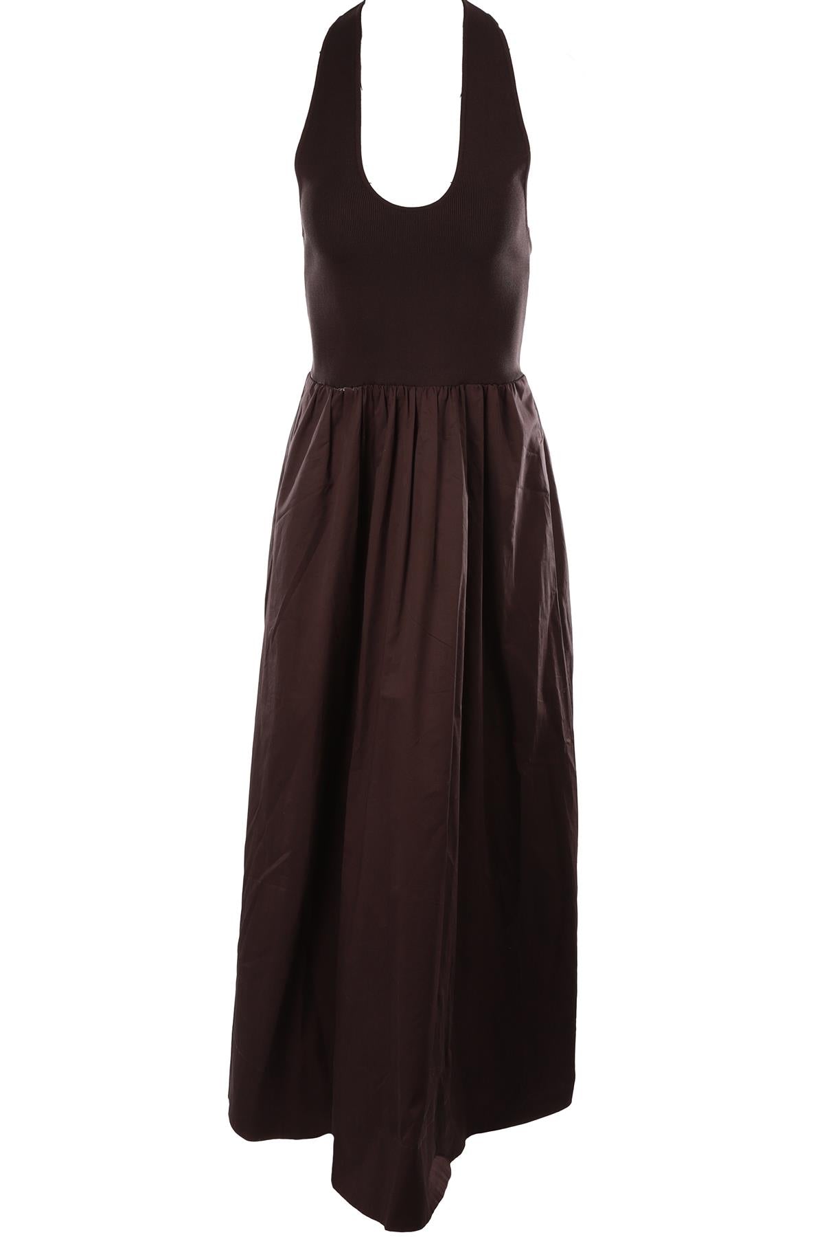 BROWN COTTON MAXI DRESS