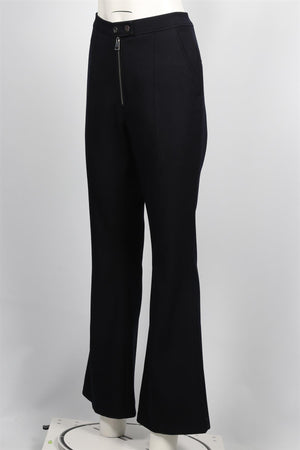 A.L.C. NAVY WOOL BLEND FLARED PANTS US 10 UK 14