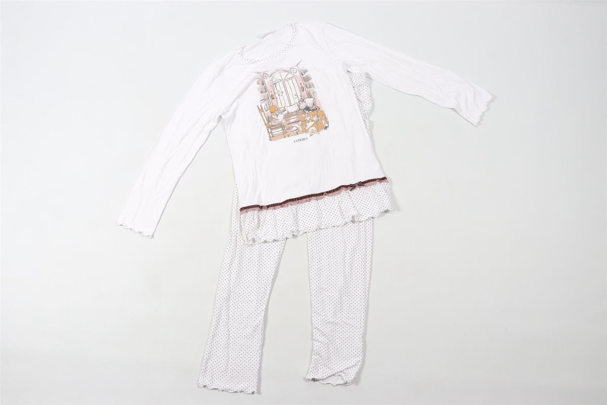 LA PERLA WHITE KIDS GIRLS PYJAMA SET 12 YEARS