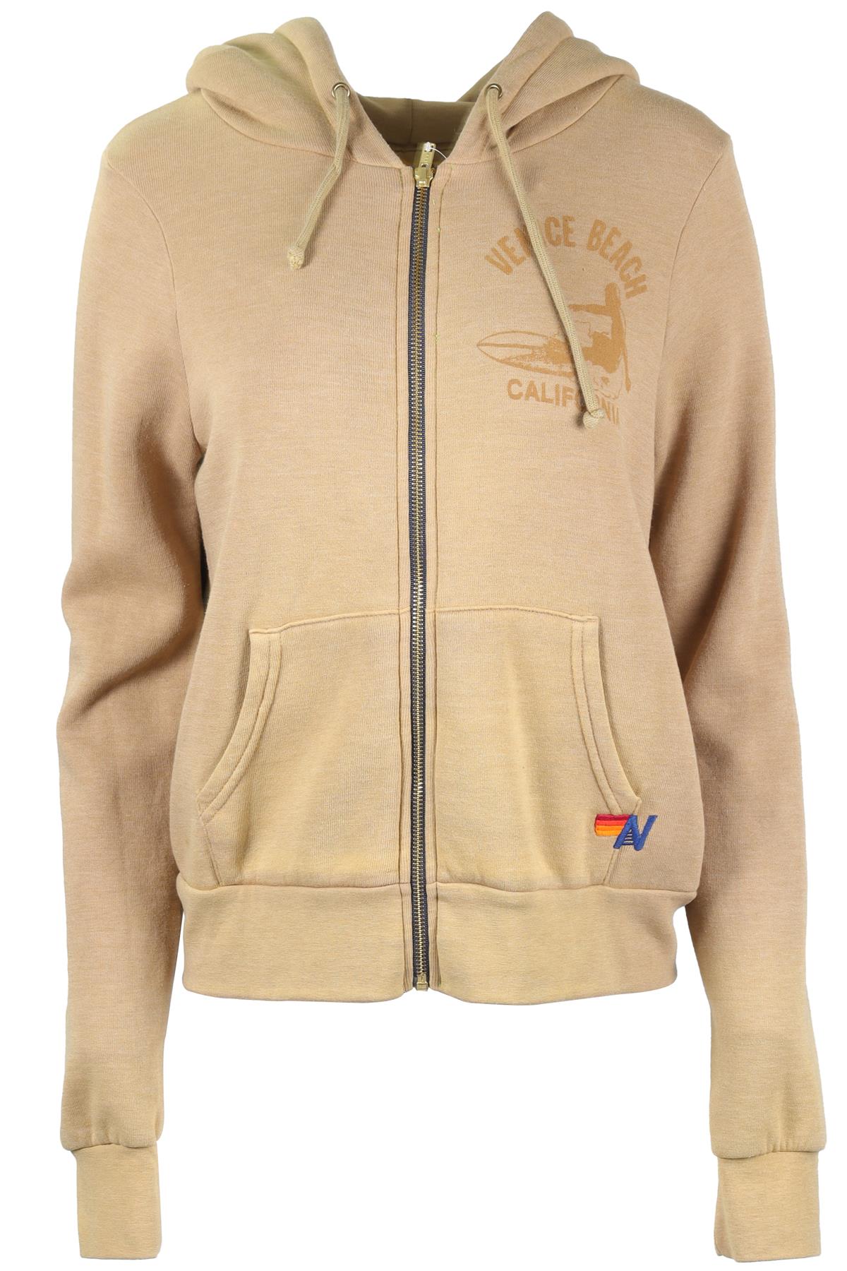 AVIATOR NATION TAN COTTON HOODIE XSMALL