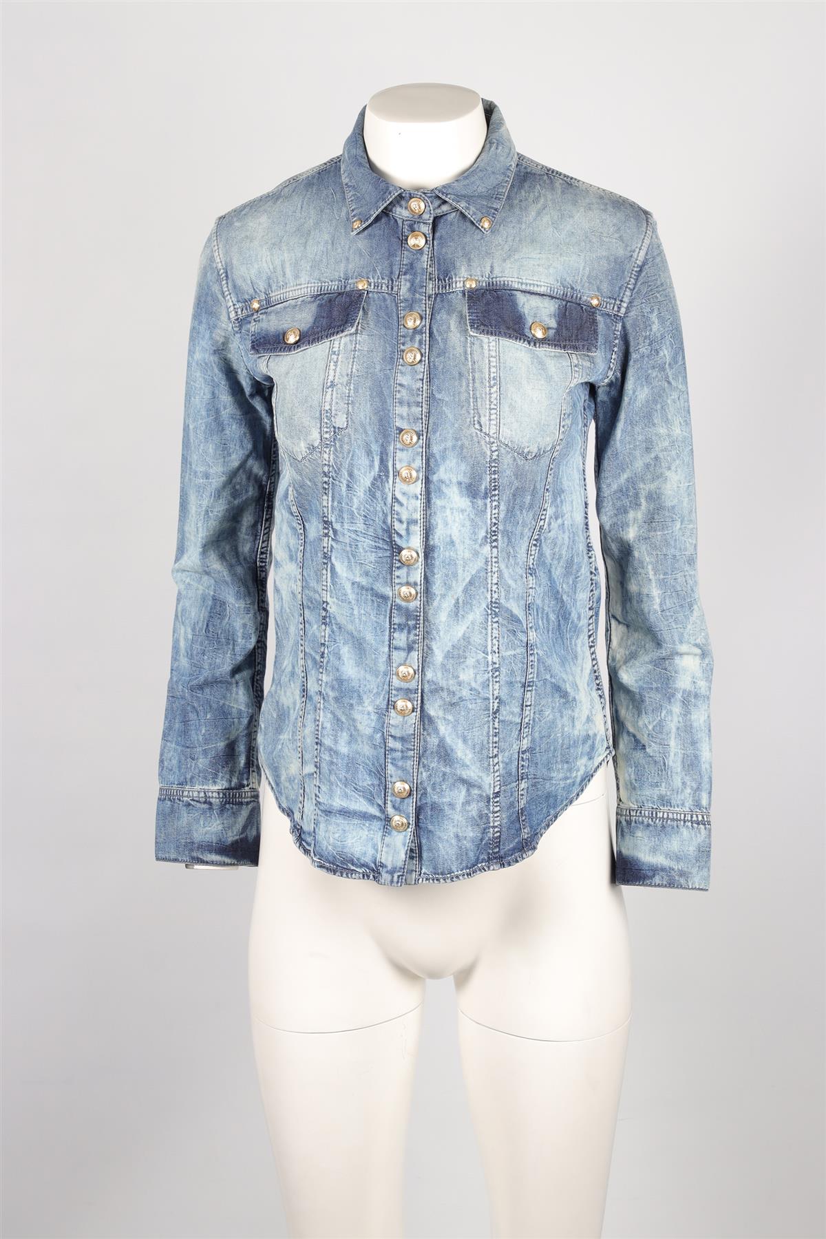 BALMAIN BLUE DENIM SHIRT FR 36 UK 8