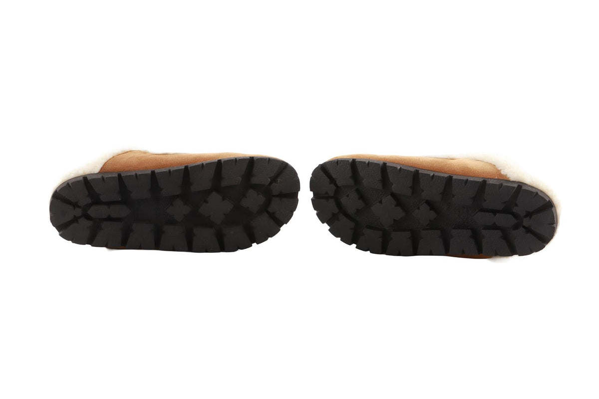 PRADA TAN SHEARLING AND SUEDE MULES EU 38 UK 5 US 8