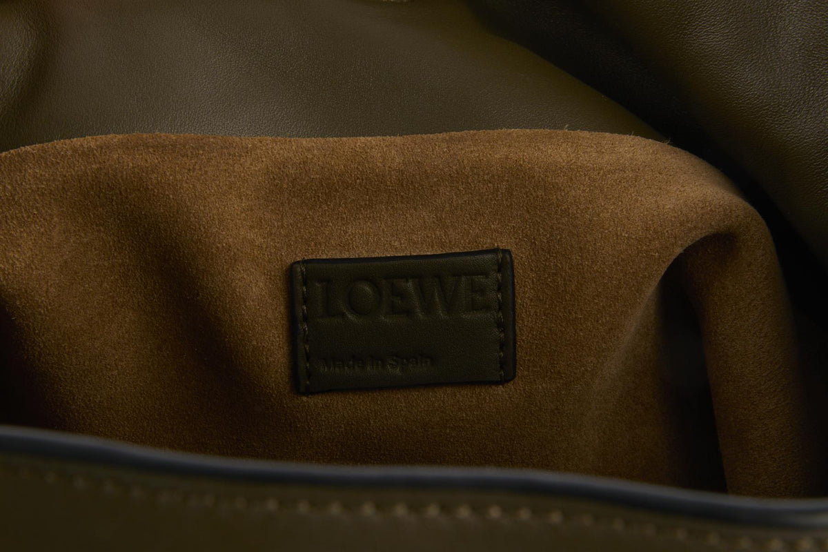 LOEWE KHAKI FLAMENCO MEDIUM LEATHER CLUTCH