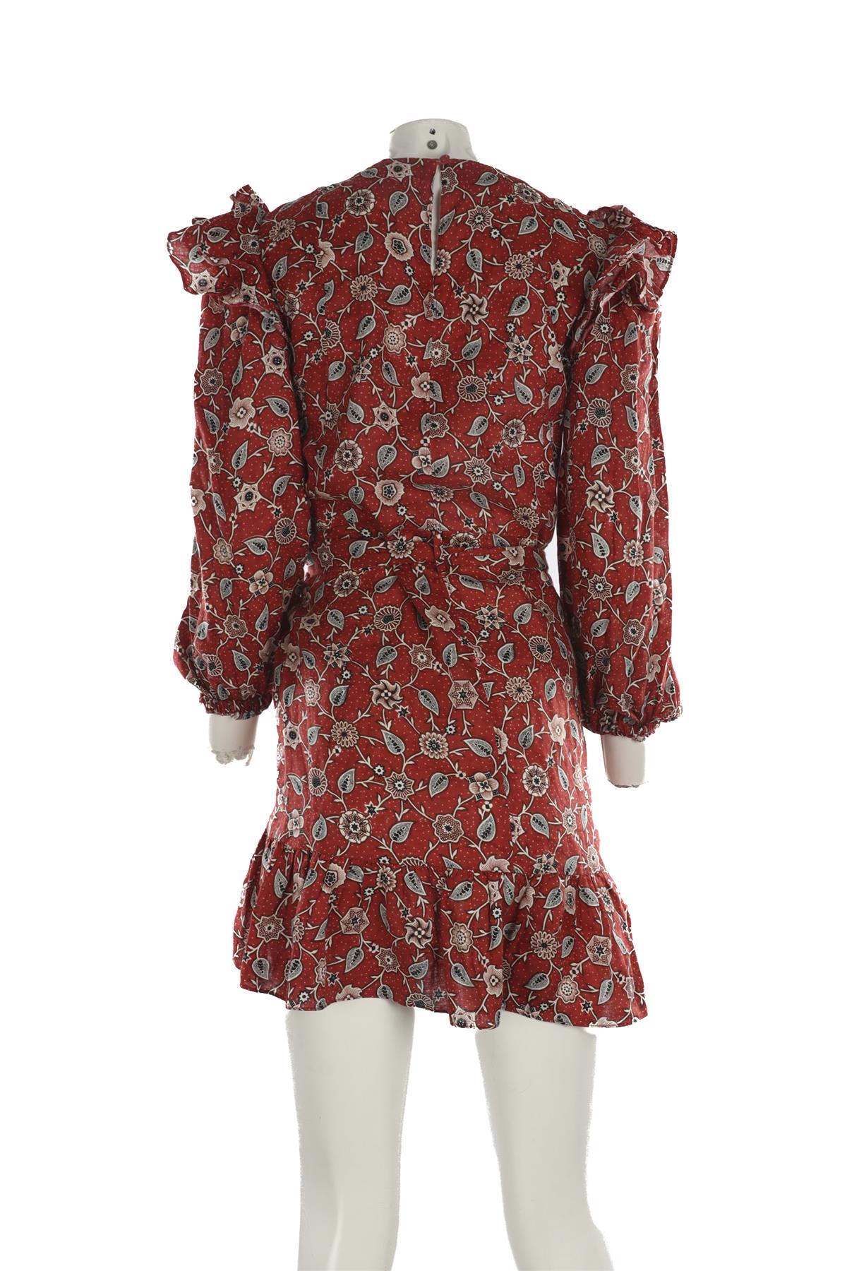 ISABEL MARANT ETOILE RED LINEN MINI DRESS FR 36 UK 8