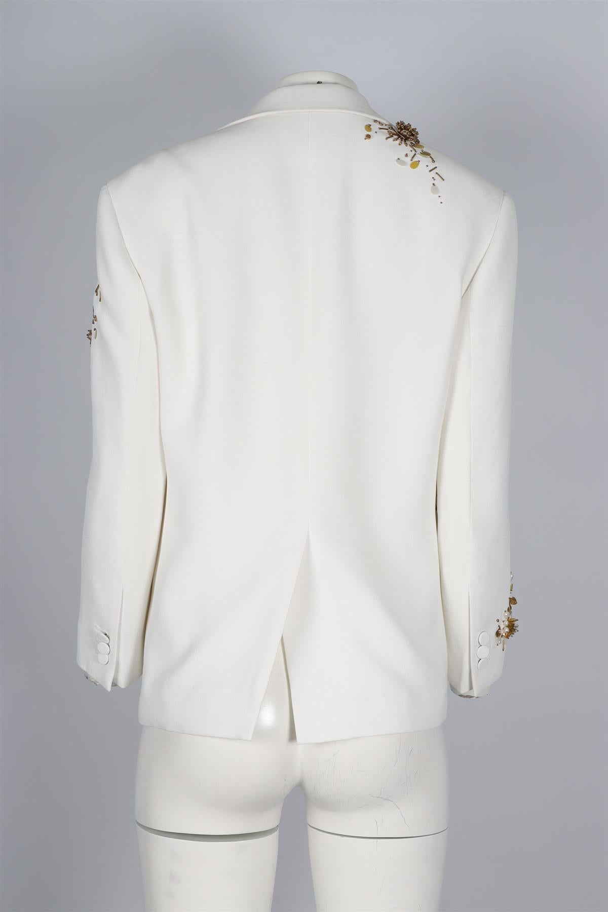 DRIES VAN NOTEN WHITE CREPE BLAZER FR 36 UK 8