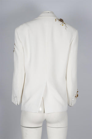 DRIES VAN NOTEN WHITE CREPE BLAZER FR 36 UK 8