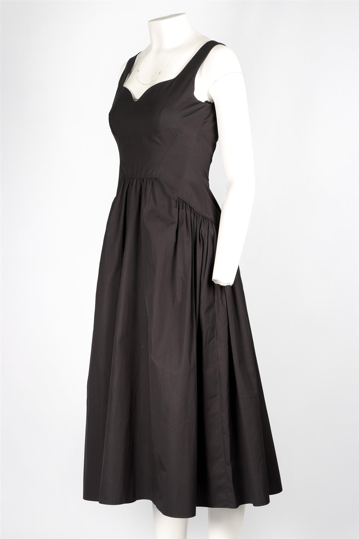 ALEXANDER MCQUEEN BLACK COTTON MIDI DRESS IT 38 UK 6