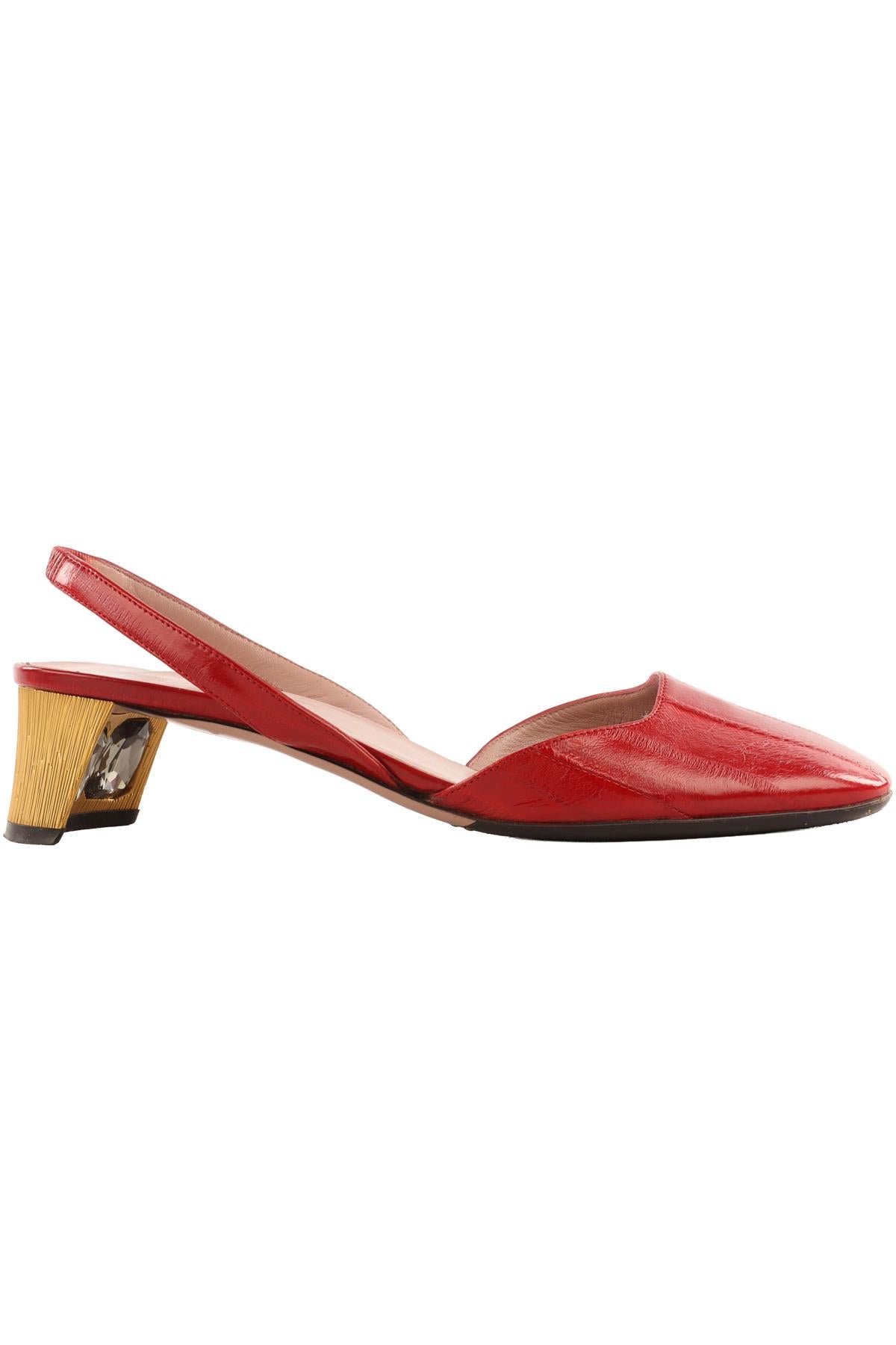 GUCCI RED LEATHER SLINGBACK PUMPS EU 37.5 UK 4.5 US 7.5