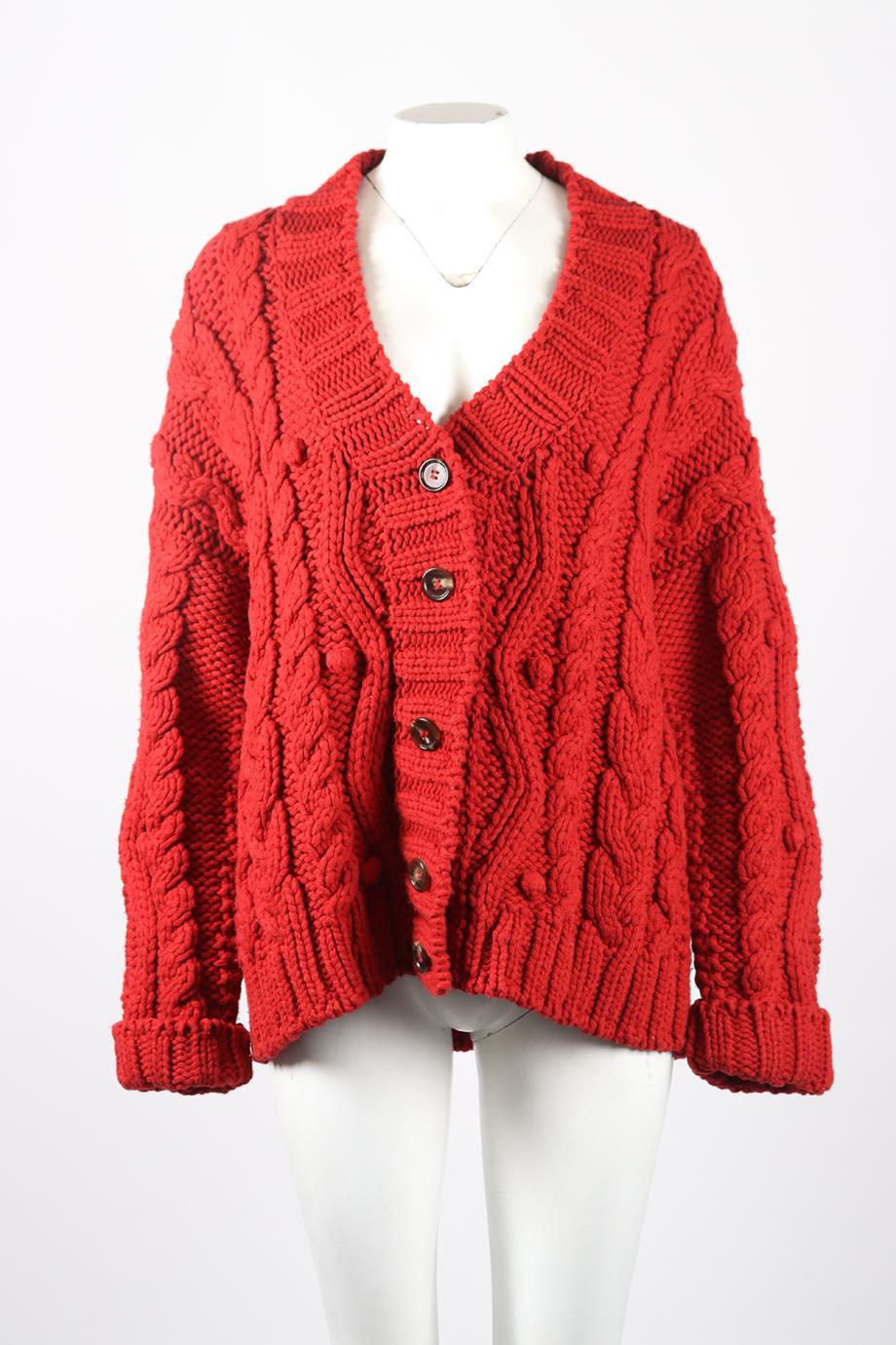 DOLCE AND GABBANA CABLE KNIT WOOL CARDIGAN IT 38 UK 6