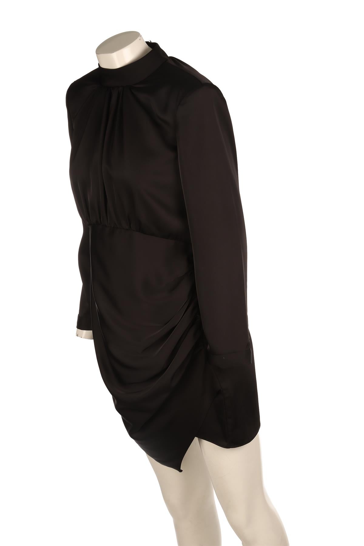 SELF PORTRAIT BLACK SATIN MINI DRESS UK 14