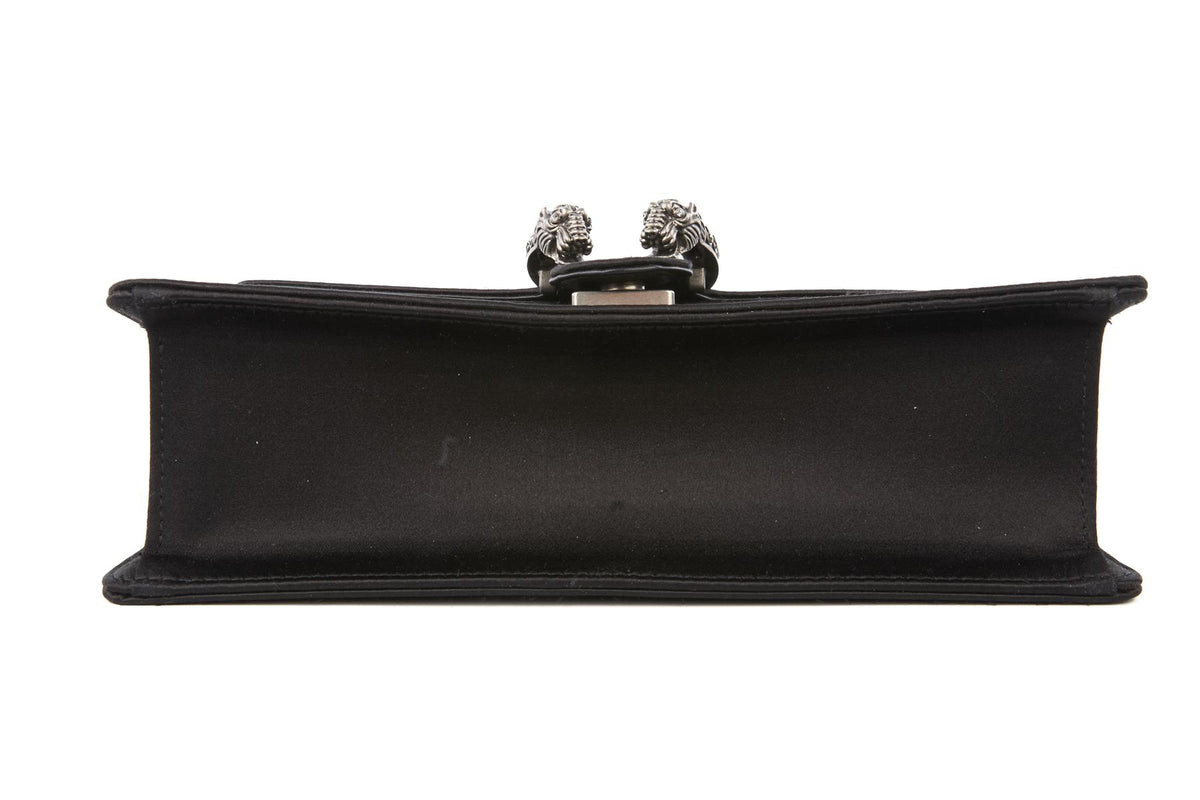 GUCCI BLACK DIONYSUS SMALL SATIN SHOULDER BAG