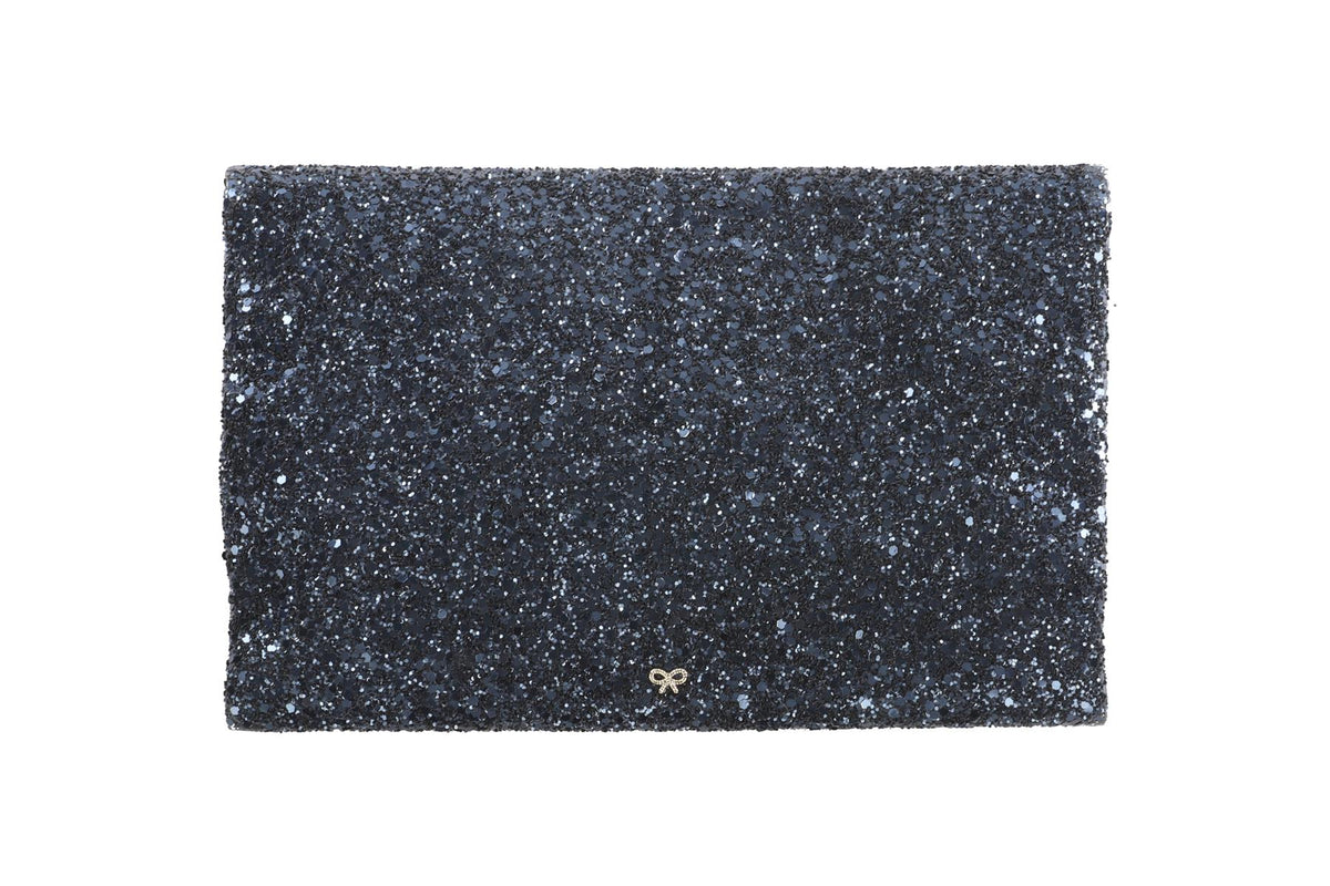 ANYA HINDMARCH NAVY GLITTER CLUTCH