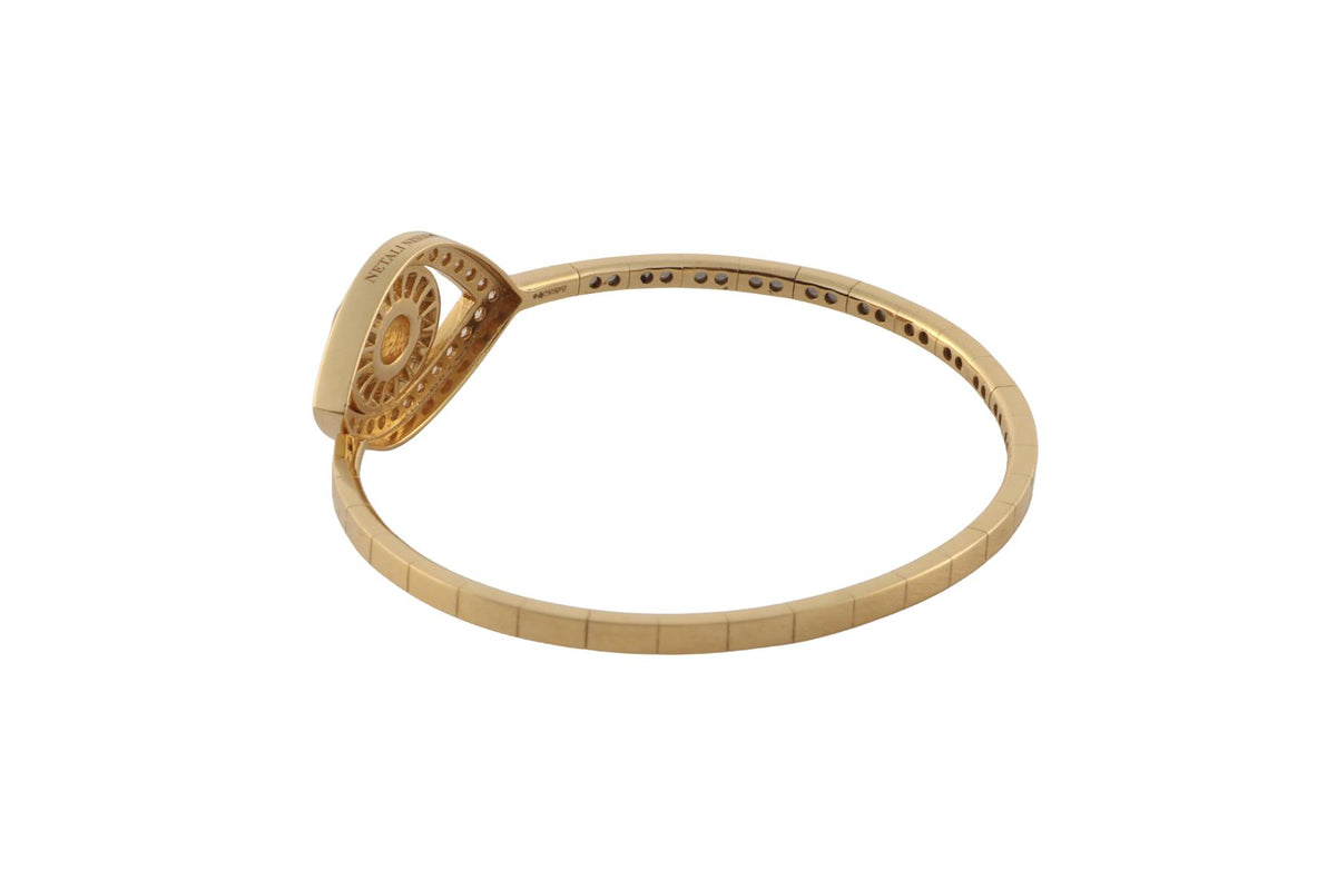 NETALI NISSIM ICONIC EYE 18K YELLOW GOLD AND ROSE QUARTZ BRACELET