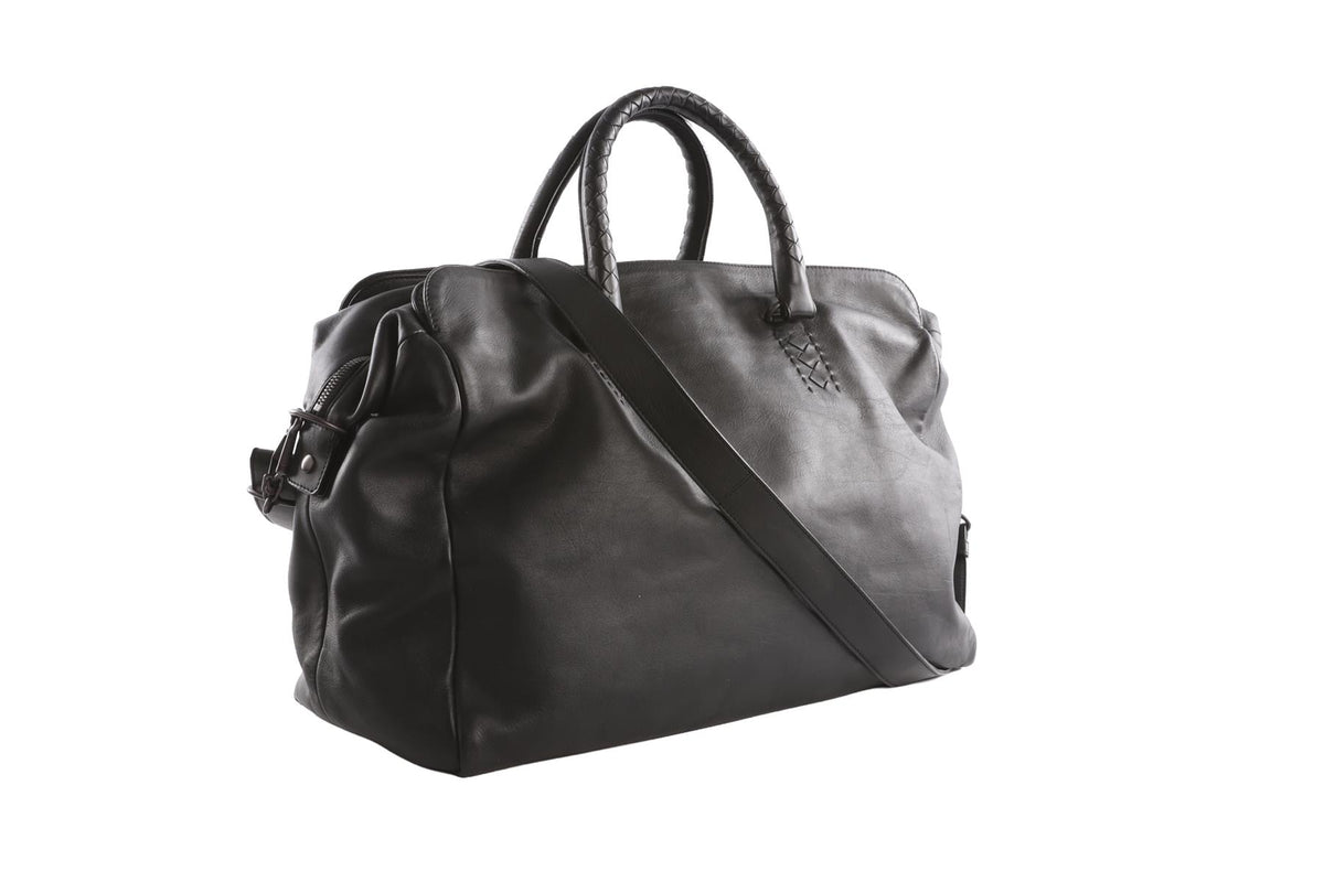 BOTTEGA VENETA BLACK MEN'S NERO LEATHER TOTE BAG