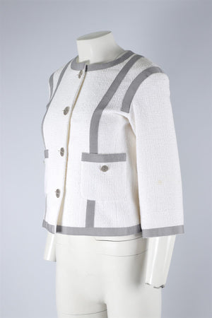 CHANEL WHITE 2014 COTTON JACKET FR 36 UK 8