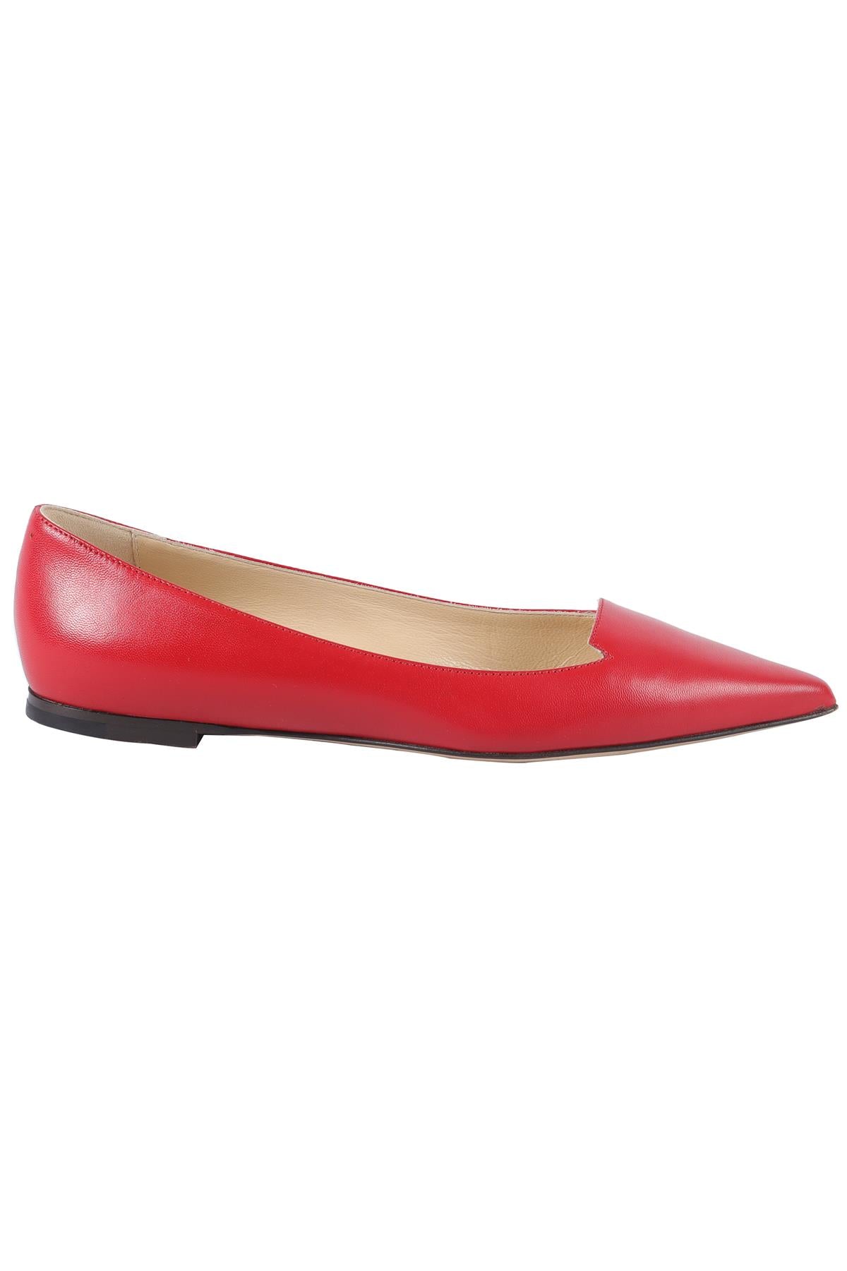 JIMMY CHOO RED LEATHER BALLET FLATS EU 34.5 UK 1.5 US 4.5