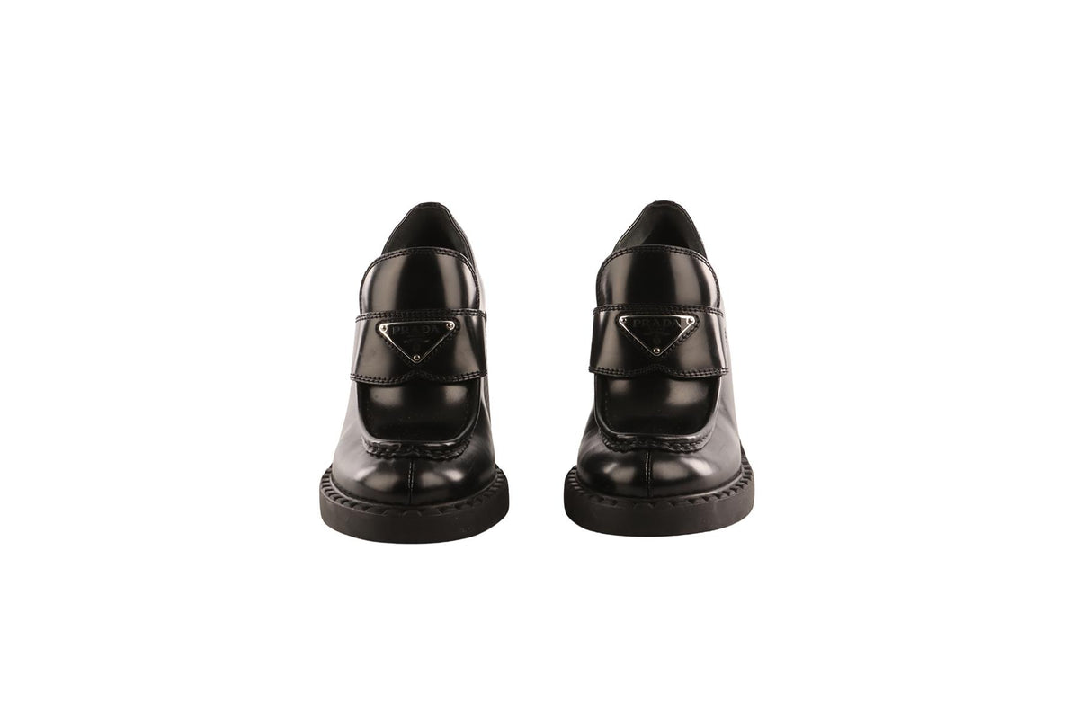 PRADA BLACK LEATHER PLATFORM LOAFERS EU 36 UK 3