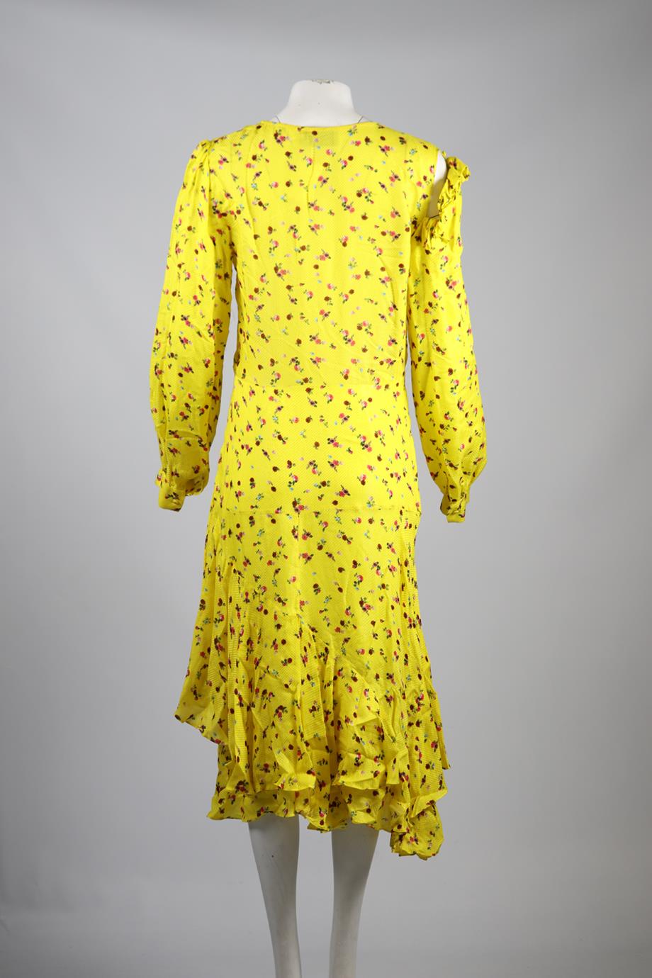 PREEN BY THORNTON BREGAZZI FLORAL PRINT SATIN MIDI DRESS SMALL