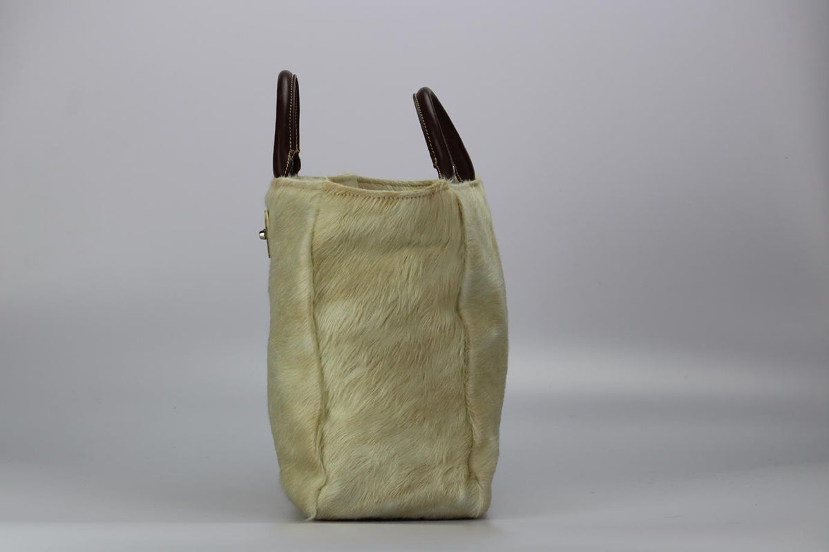 NICOLE DE RIVALS CALF HAIR AND LEATHER TOTE BAG