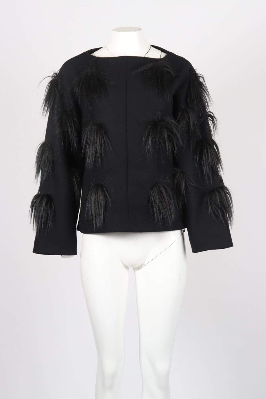 STELLA MCCARTNEY FAUX FUR AND WOOL BLEND TOP IT 34 UK 2