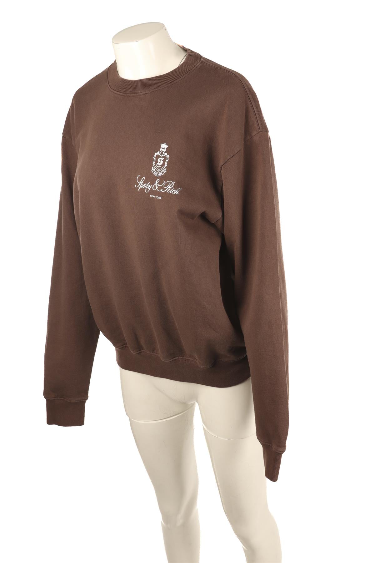 SPORTY & RICH BROWN COTTON SWEATSHIRT SMALL