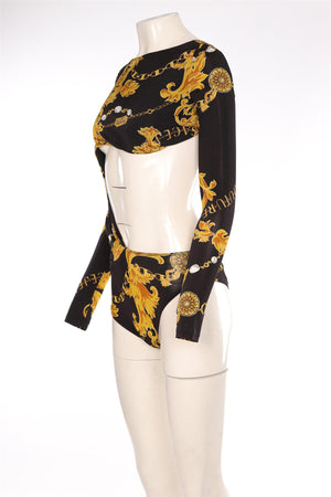 VERSACE JEANS COUTURE BLACK JERSEY BODYSUIT IT 42 UK 10