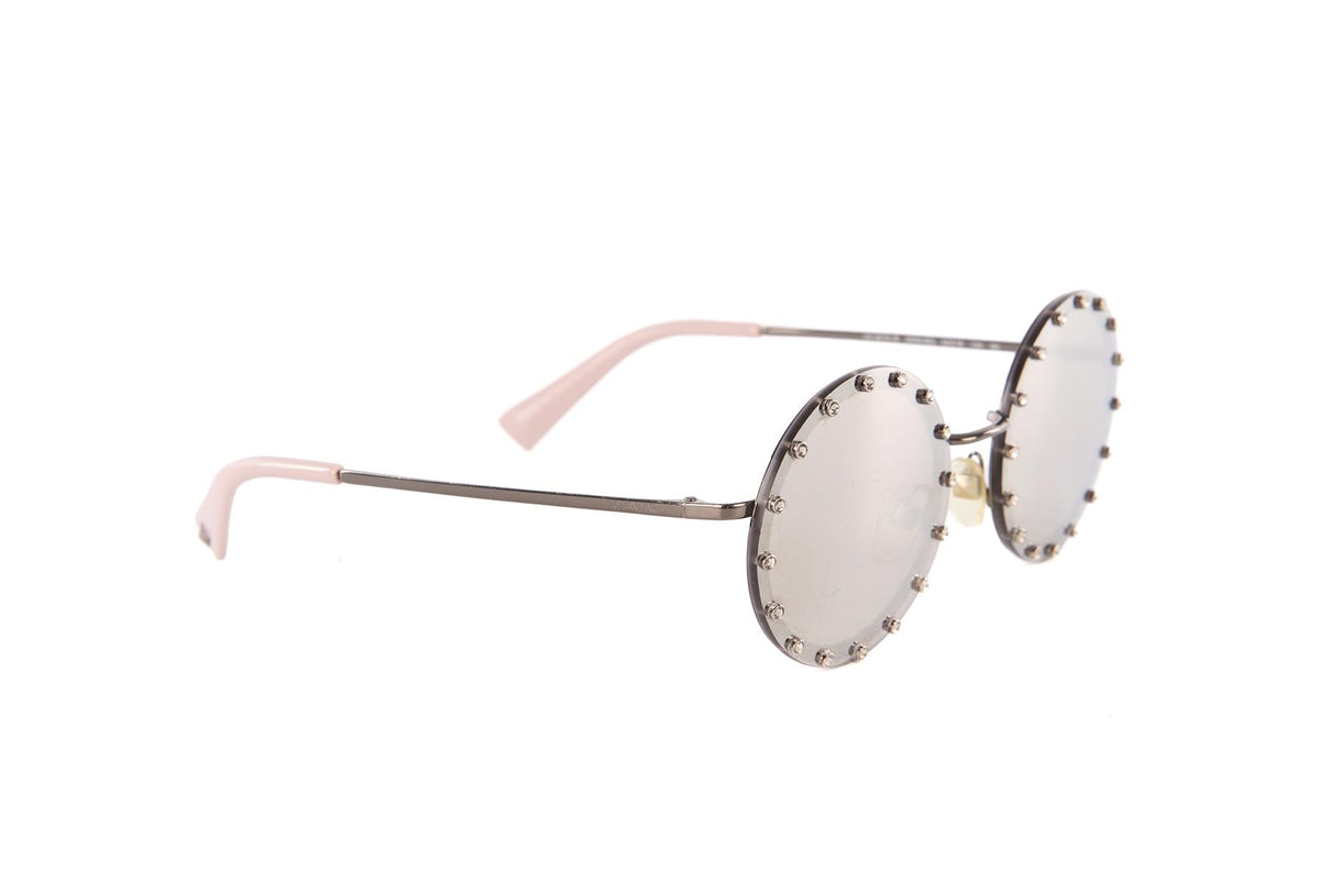 VALENTINO SILVER ROUND FRAME METAL SUNGLASSES