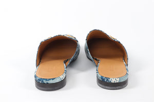 GUCCI BLUE PRINCETOWN SATIN LOAFERS EU 38 UK 5 US 8